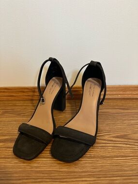 Call It Spring Black Suede Ankle-Strap Block Heels